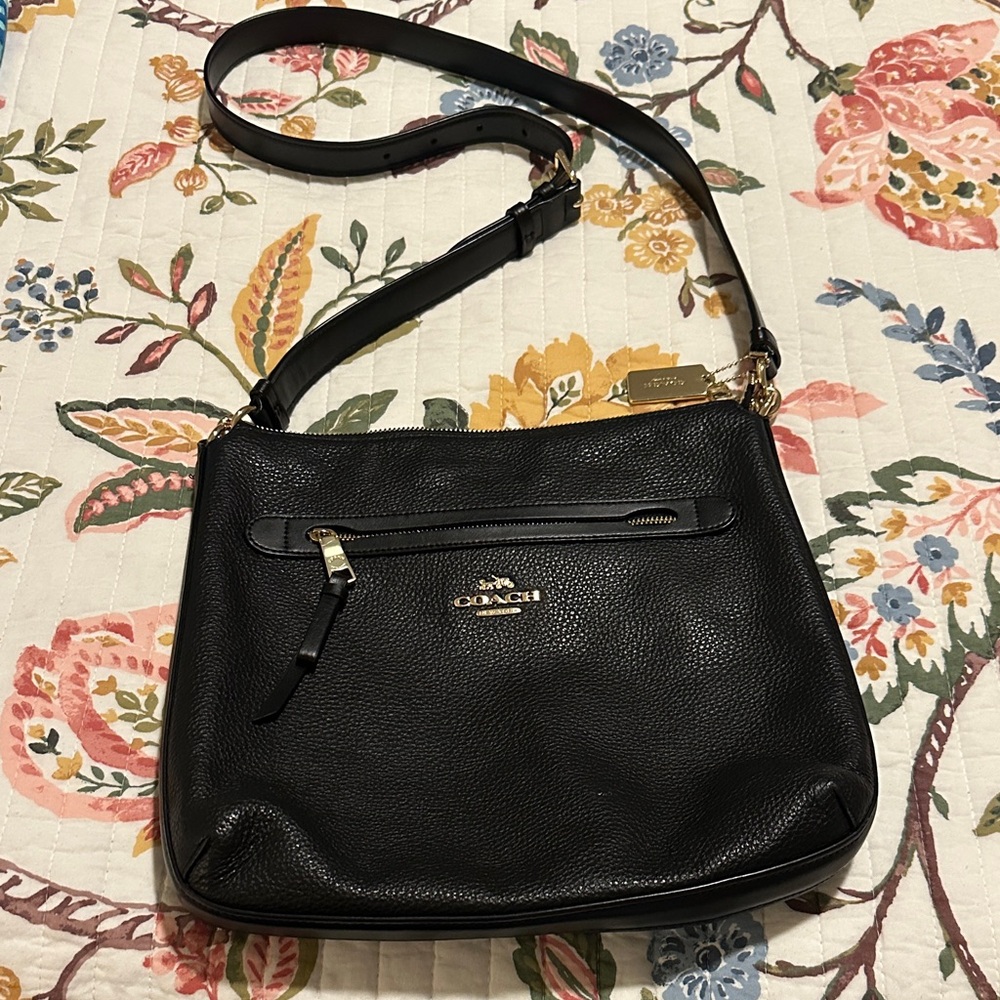 COACH Pebbled Black Leather Crossbody Bag